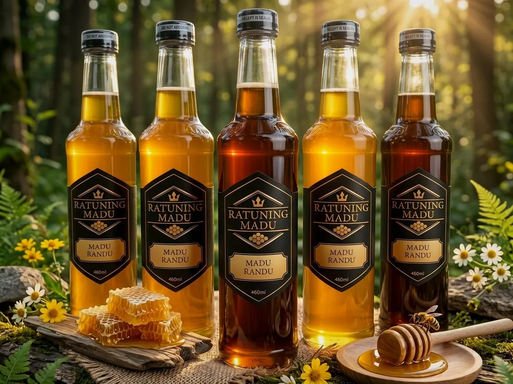 Botol Madu Randu RATUNING MADU 460 ml hasil panen peternak Probolinggo